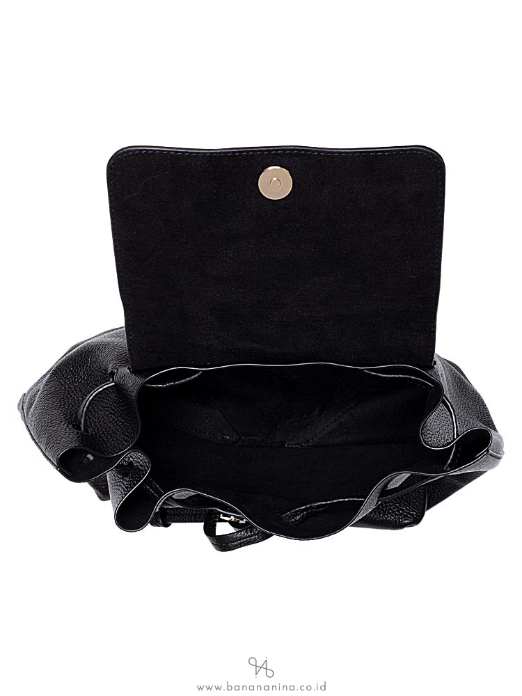 MICHAEL KORS Junie Leather Medium Flap Backpack Black