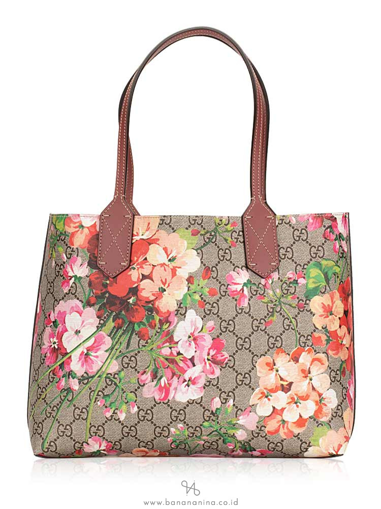 gucci floral reversible tote
