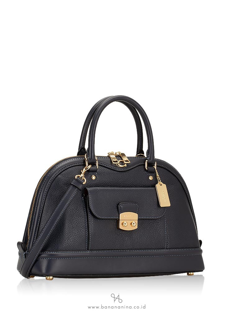 COACH 46289 Ivie Leather Dome Satchel Midnight