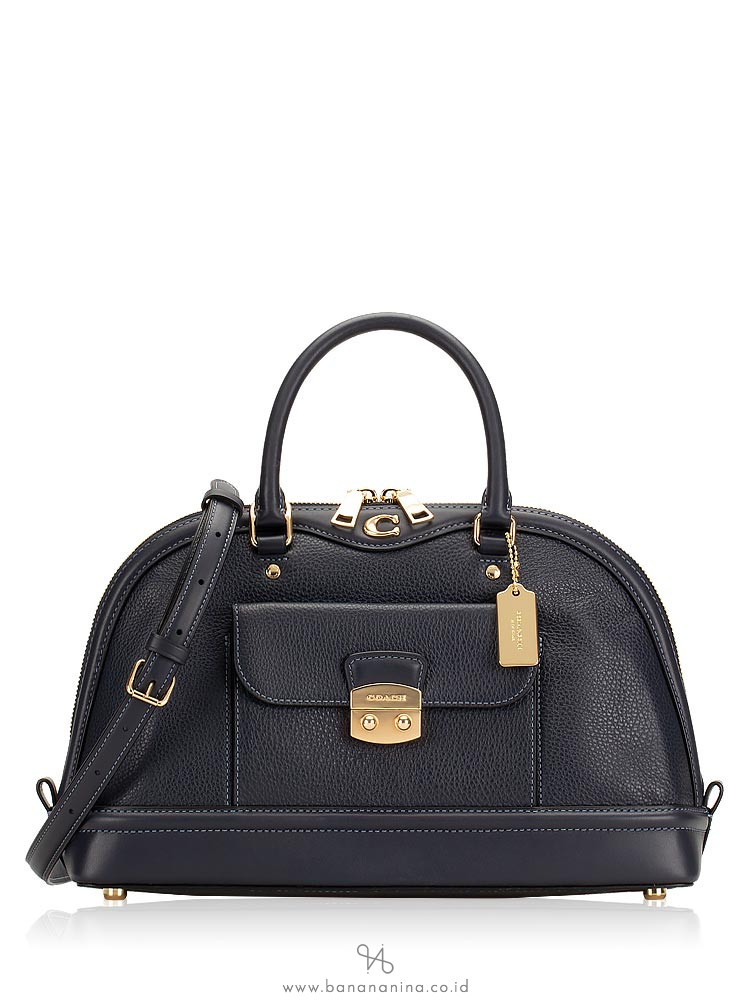 COACH 46289 Ivie Leather Dome Satchel Midnight