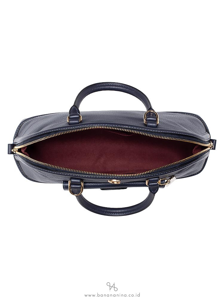 COACH 46289 Ivie Leather Dome Satchel Midnight