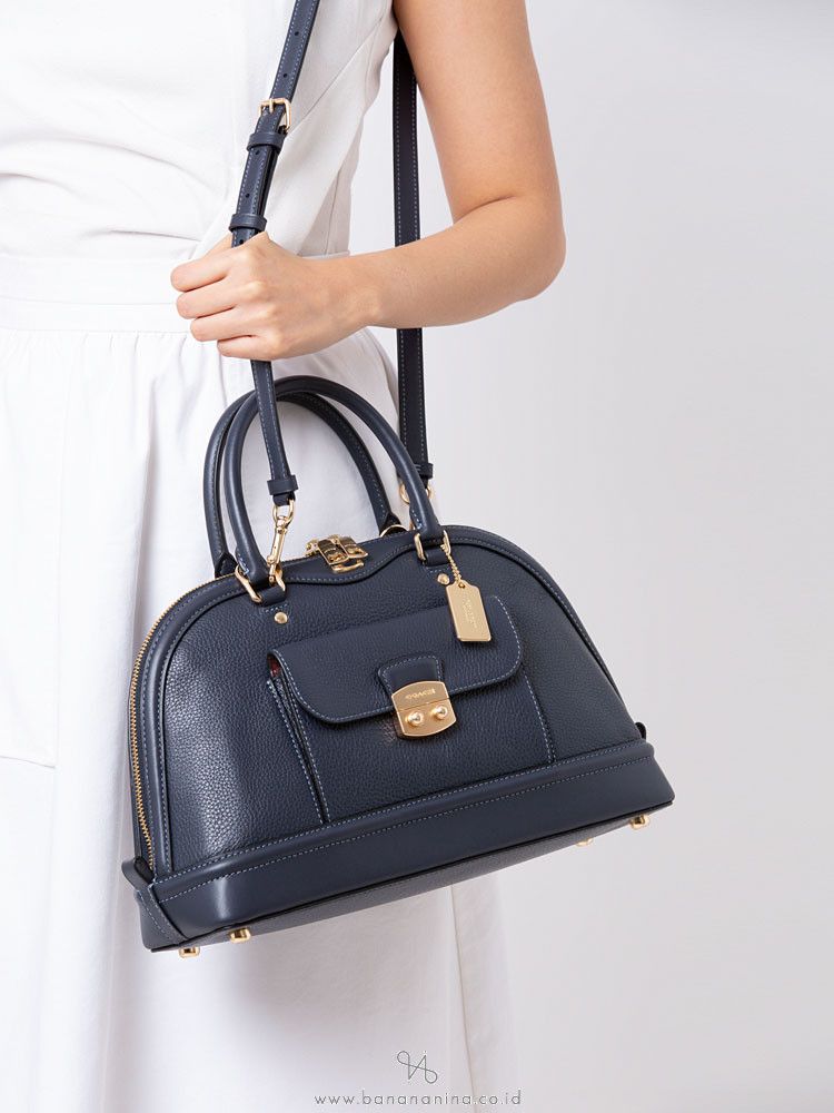 COACH 46289 Ivie Leather Dome Satchel Midnight