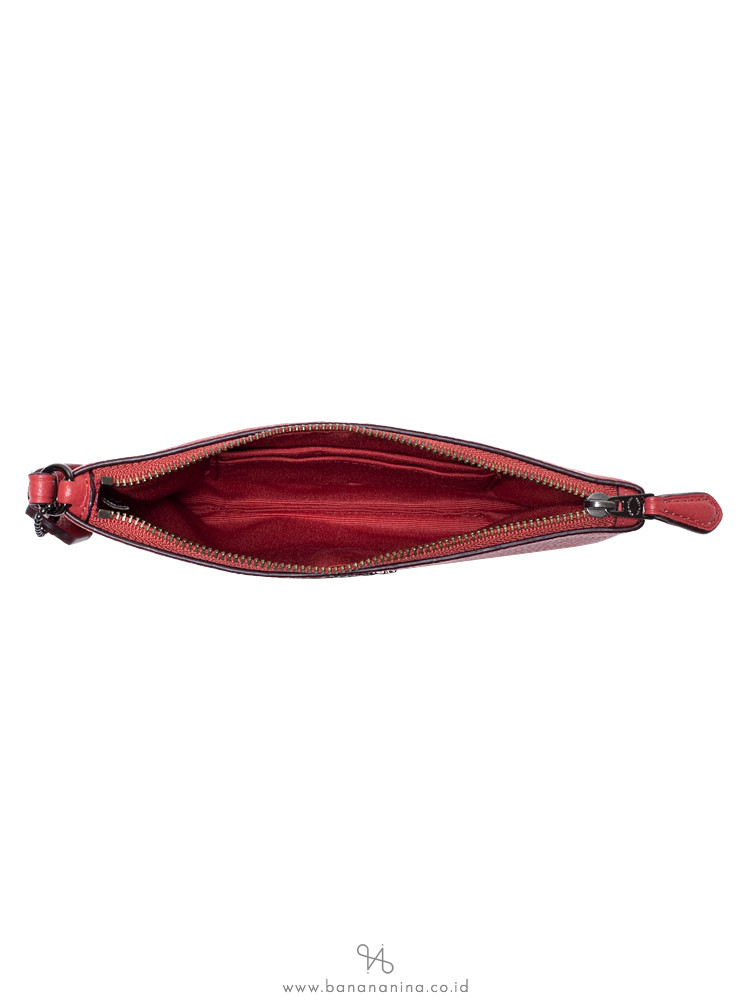 COACH 22952 Polished Leather Small Wristlet Washed Red