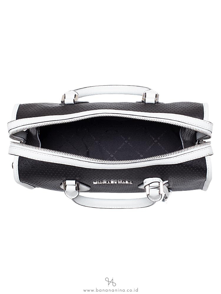 MICHAEL KORS Lacey Perforated Small Duffle Bag Black Optic White