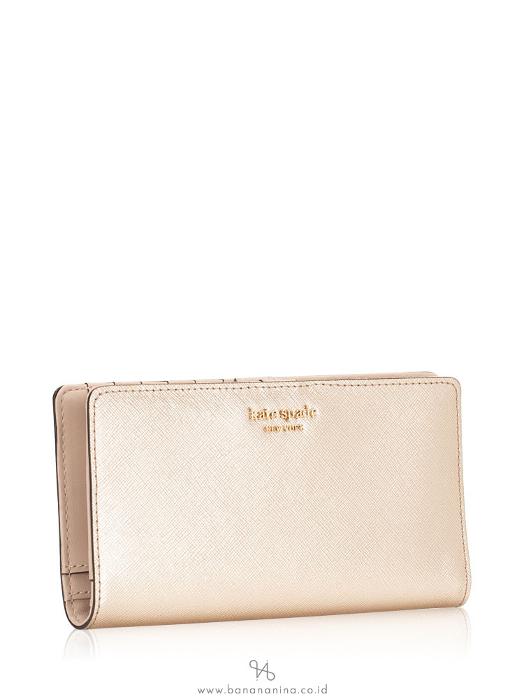 KATE SPADE Cameron Large Slim Bifold Wallet Metallic Blush