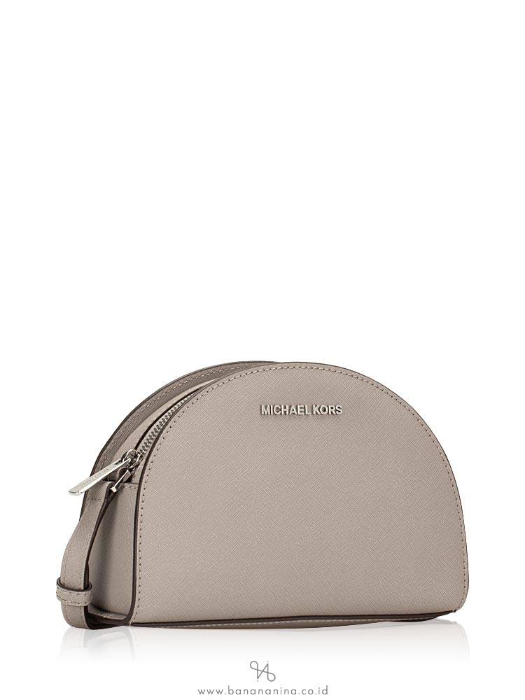 MICHAEL KORS Jet Set Travel Half Moon Crossbody Pearl Grey