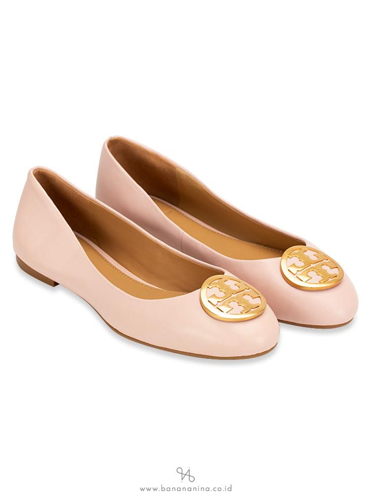 TORY BURCH Benton Leather Flats Sea Shell Pink Sz 9