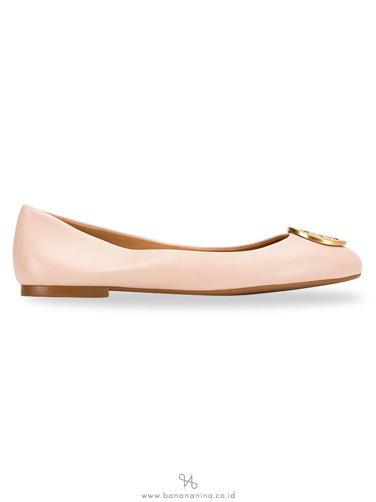 TORY BURCH Benton Leather Flats Sea Shell Pink Sz 9