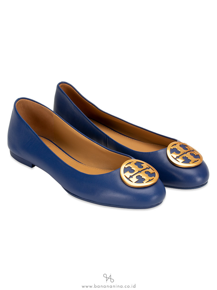 TORY BURCH Benton Leather Flats Fresh Blueberry Sz 5