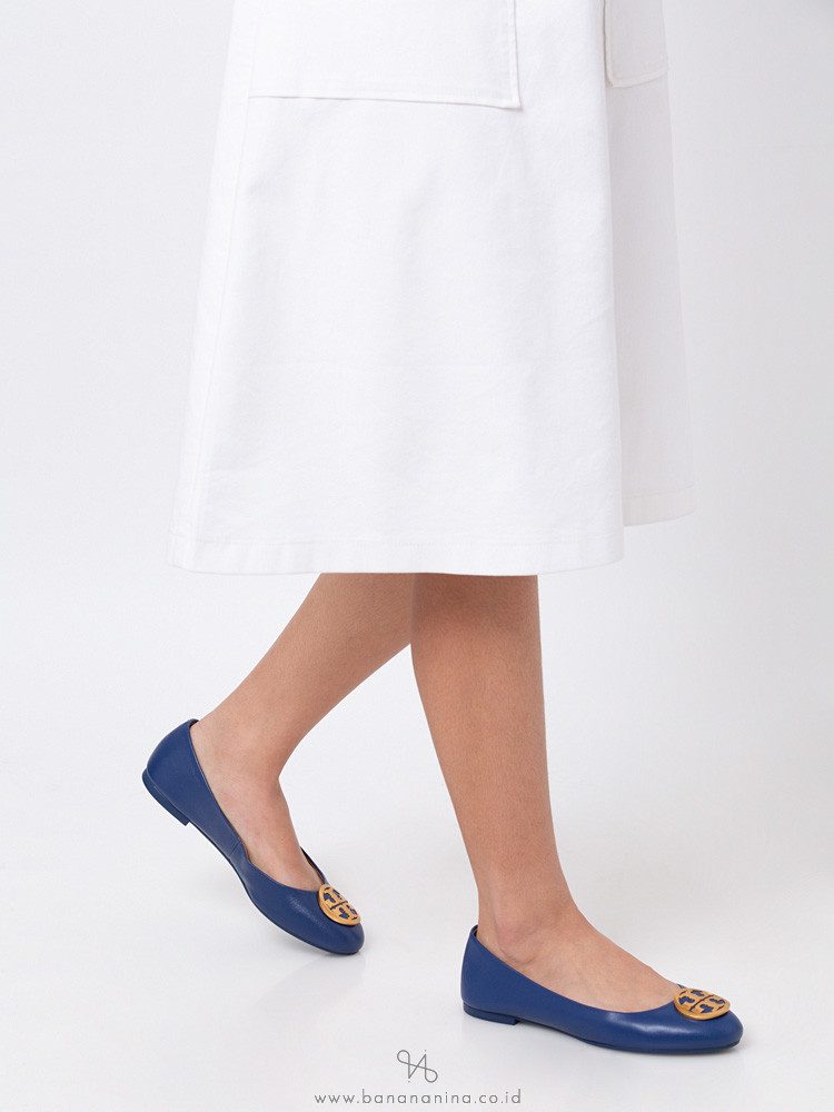 TORY BURCH Benton Leather Flats Fresh Blueberry Sz 5
