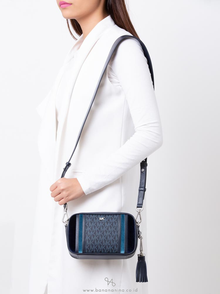 MICHAEL KORS Monogram Small Camera Bag Admiral Pale Blue