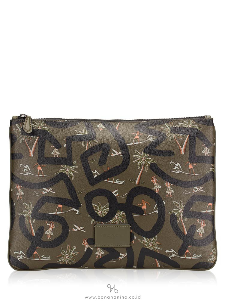 COACH 66583 Keith Haring Large Pouch With Hula Dance Print Surplus
