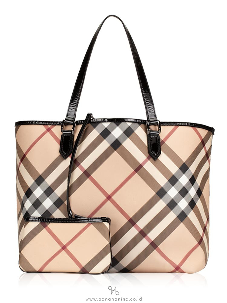 BURBERRY Nova Check Nickie Tote Black
