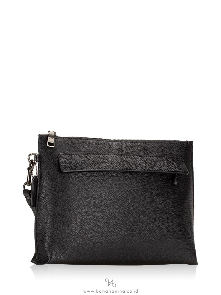 COACH Men 28614 Pebbled Leather Pouch Black