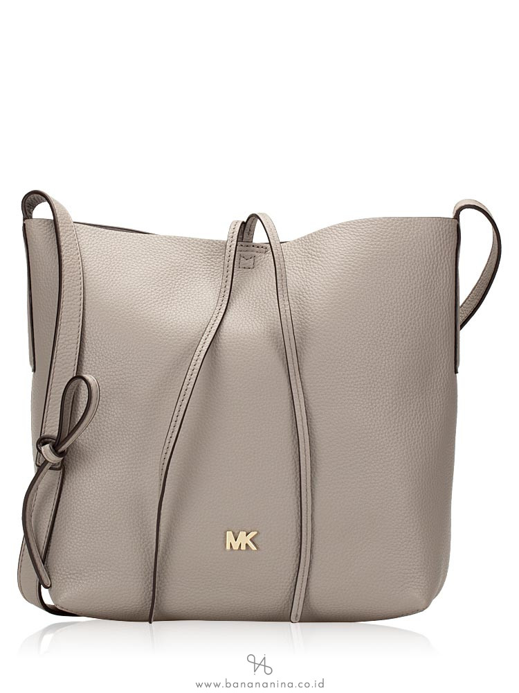 MICHAEL KORS Junie Leather Large Messenger Pearl Grey