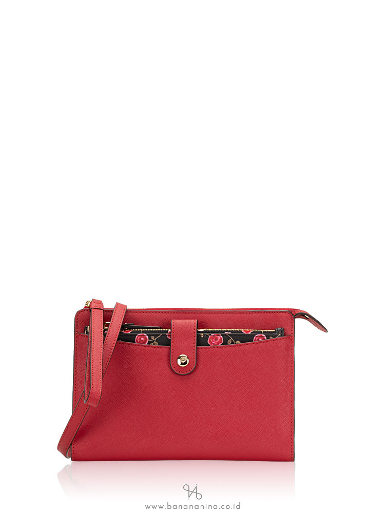 KATE SPADE Laurel Way Hazy Rose Floral Large Roxanna Rooster Red