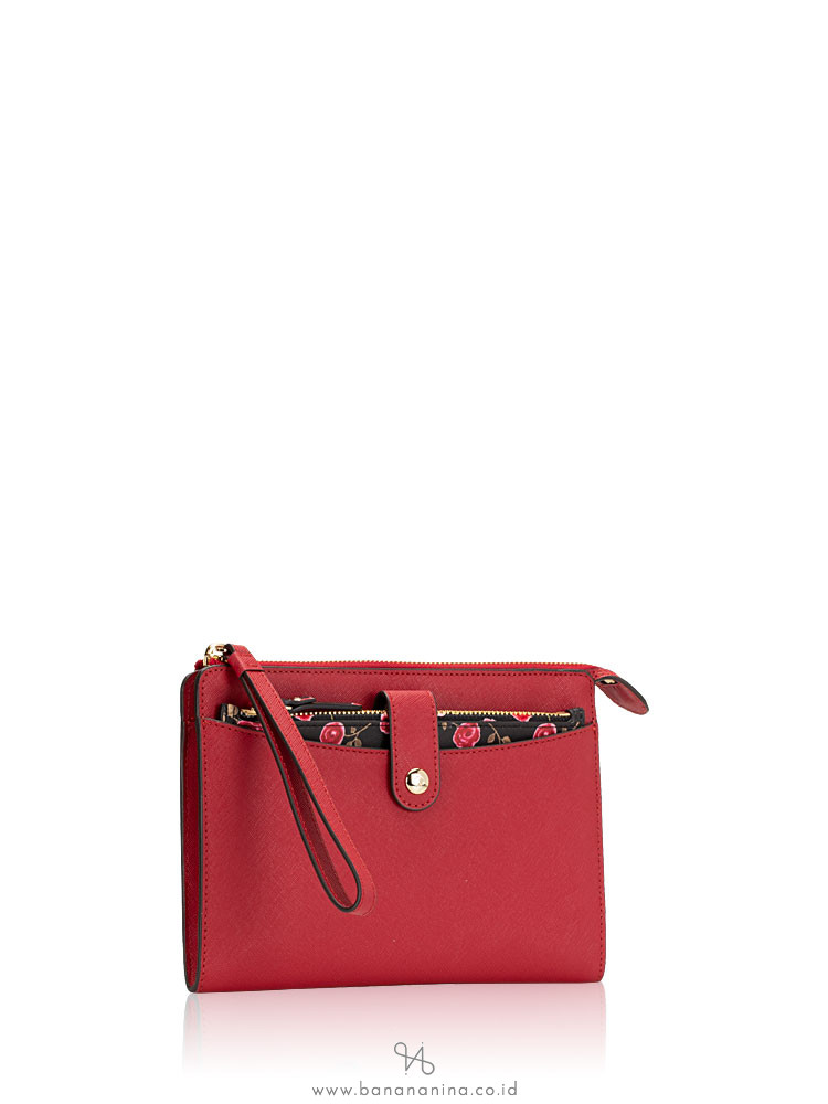 KATE SPADE Laurel Way Hazy Rose Floral Large Roxanna Rooster Red