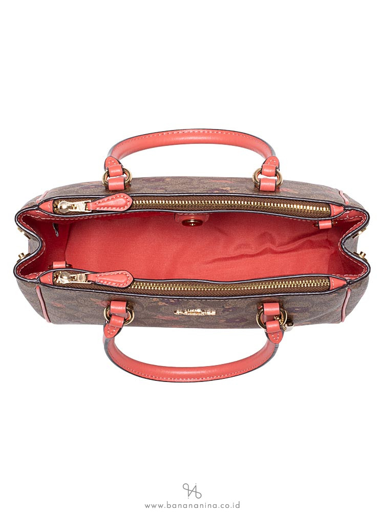 COACH 44961 Signature Tossed Peony Mini Surrey Khaki Pink Multi