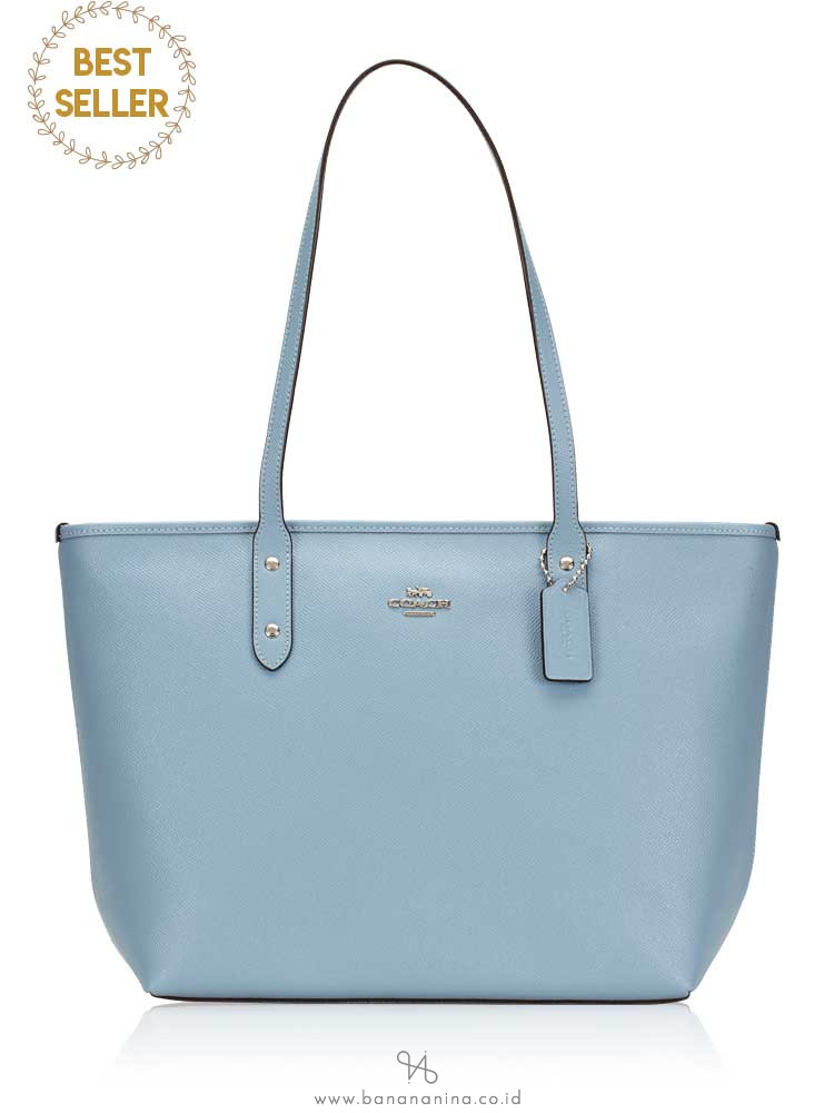 COACH 58846 Crossgrain Leather City Zip Tote Cornflower