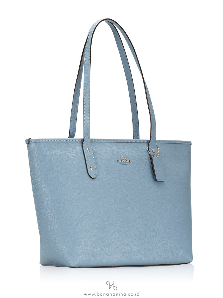COACH 58846 Crossgrain Leather City Zip Tote Cornflower