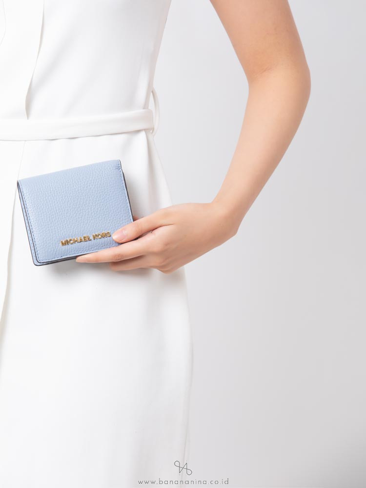 MICHAEL KORS Jet Set Leather Carryall Card Case Pale Blue