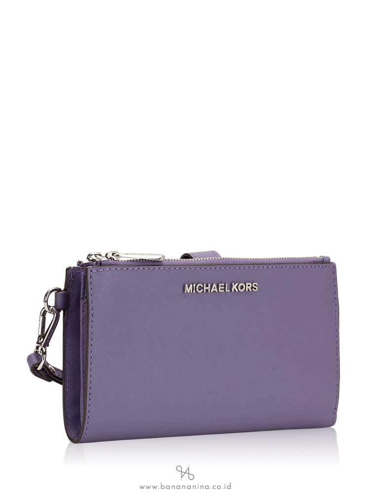 MICHAEL KORS Jet Set Saffiano Double Zip Wristlet Amethyst