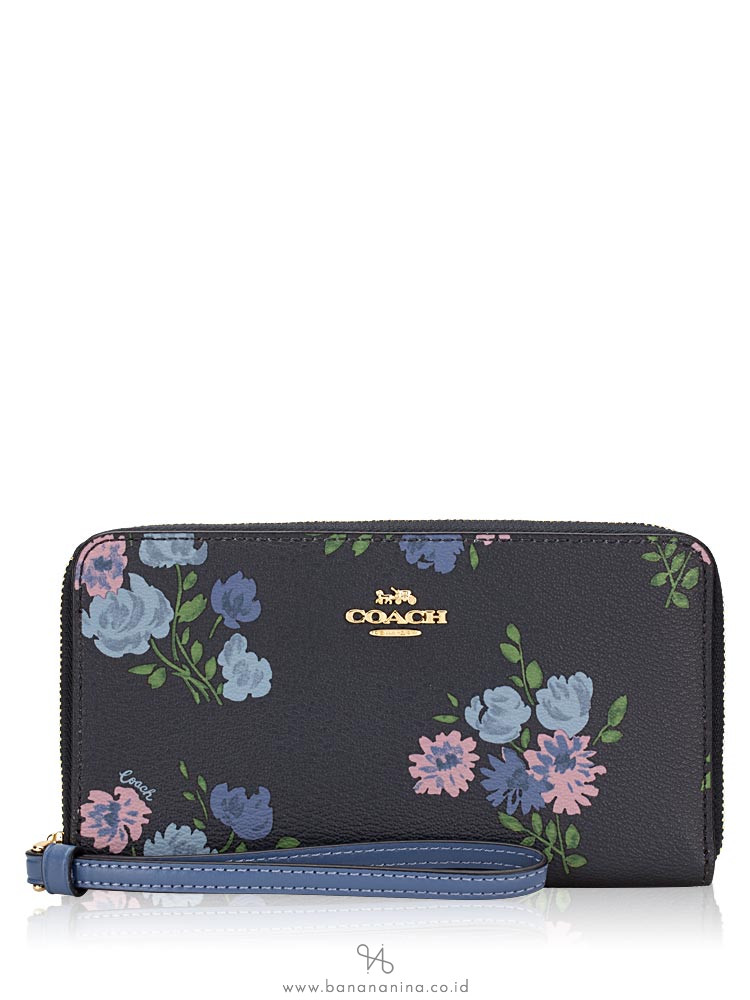 COACH 73008 Painted Peony Phone Wallet Navy Multi