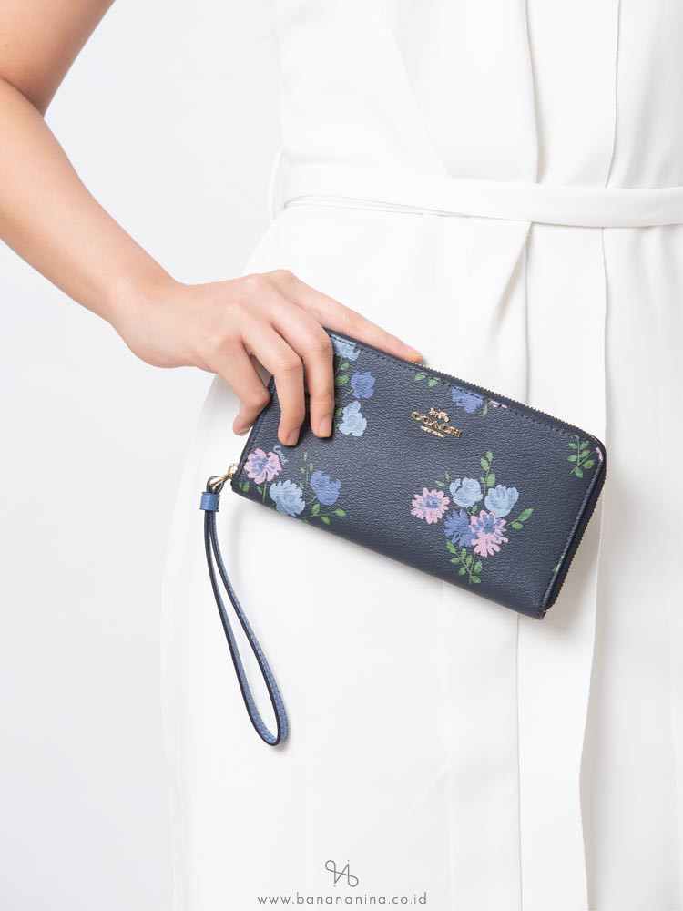 COACH 73008 Painted Peony Phone Wallet Navy Multi