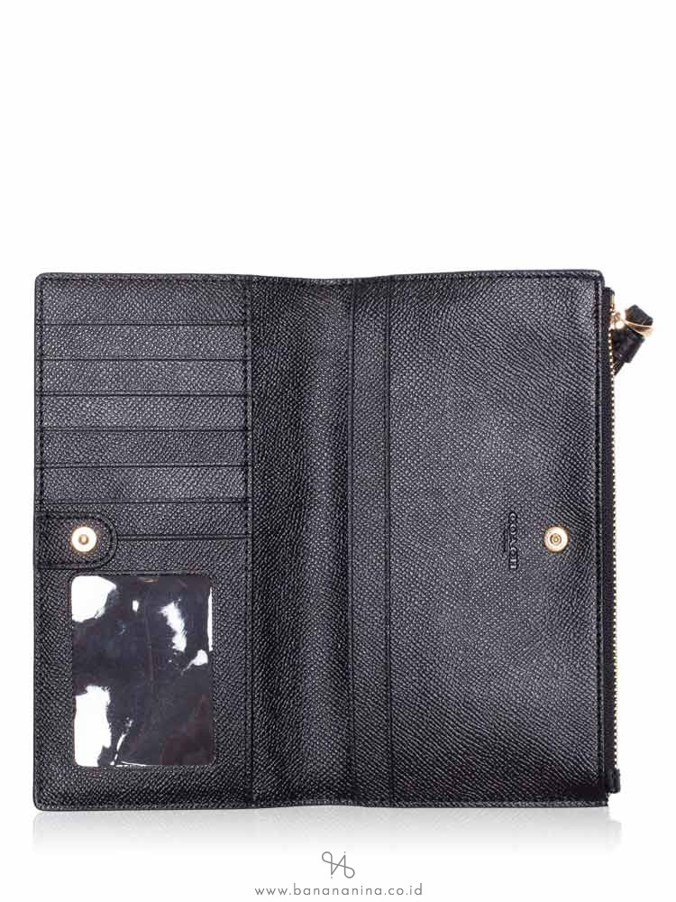 COACH 73156 Pebbled Leather Long Wallet Black