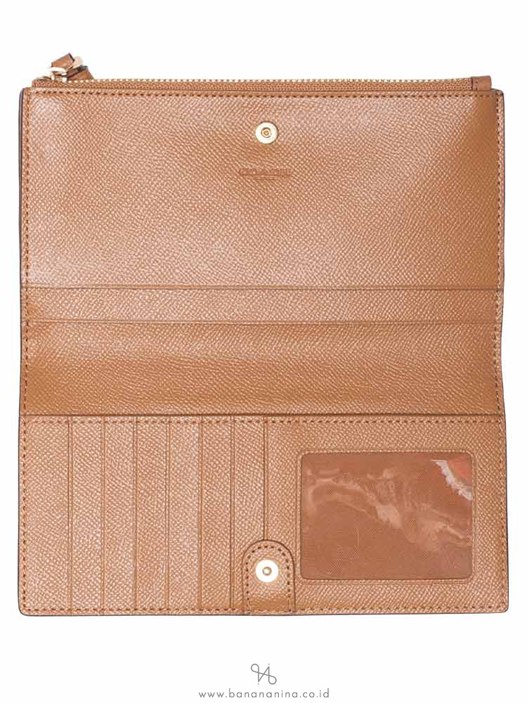 COACH 73156 Pebbled Leather Long Wallet Light Saddle
