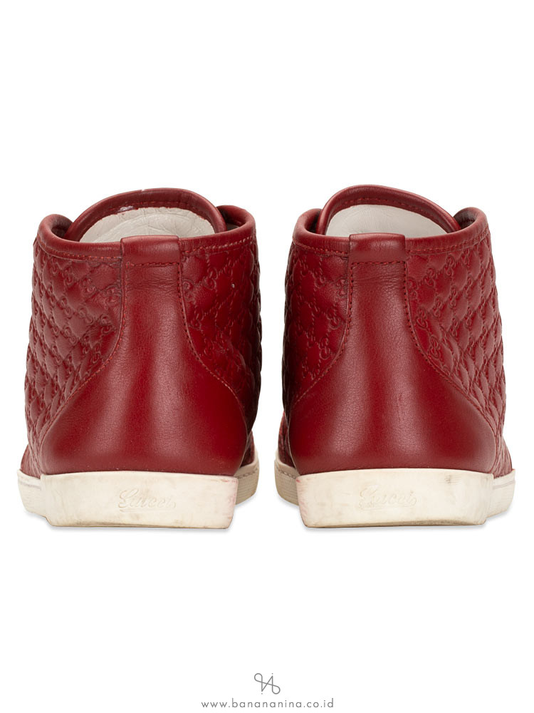 GUCCI Micro Guccissima High Top Sneakers Rosso Sz 36.5