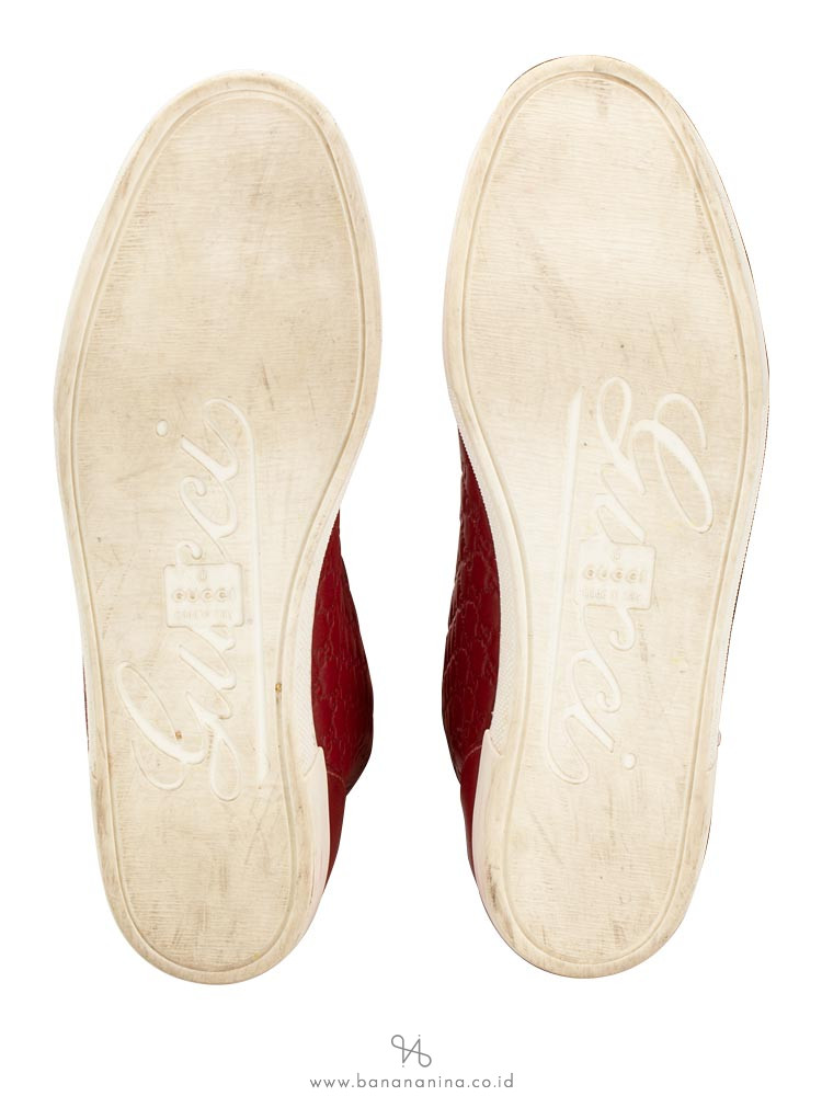 GUCCI Micro Guccissima High Top Sneakers Rosso Sz 36.5