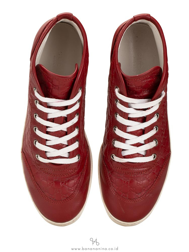 GUCCI Micro Guccissima High Top Sneakers Rosso Sz 36.5
