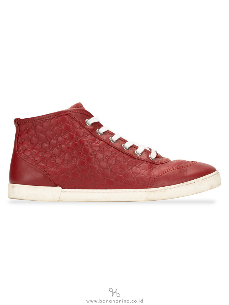 GUCCI Micro Guccissima High Top Sneakers Rosso Sz 36.5
