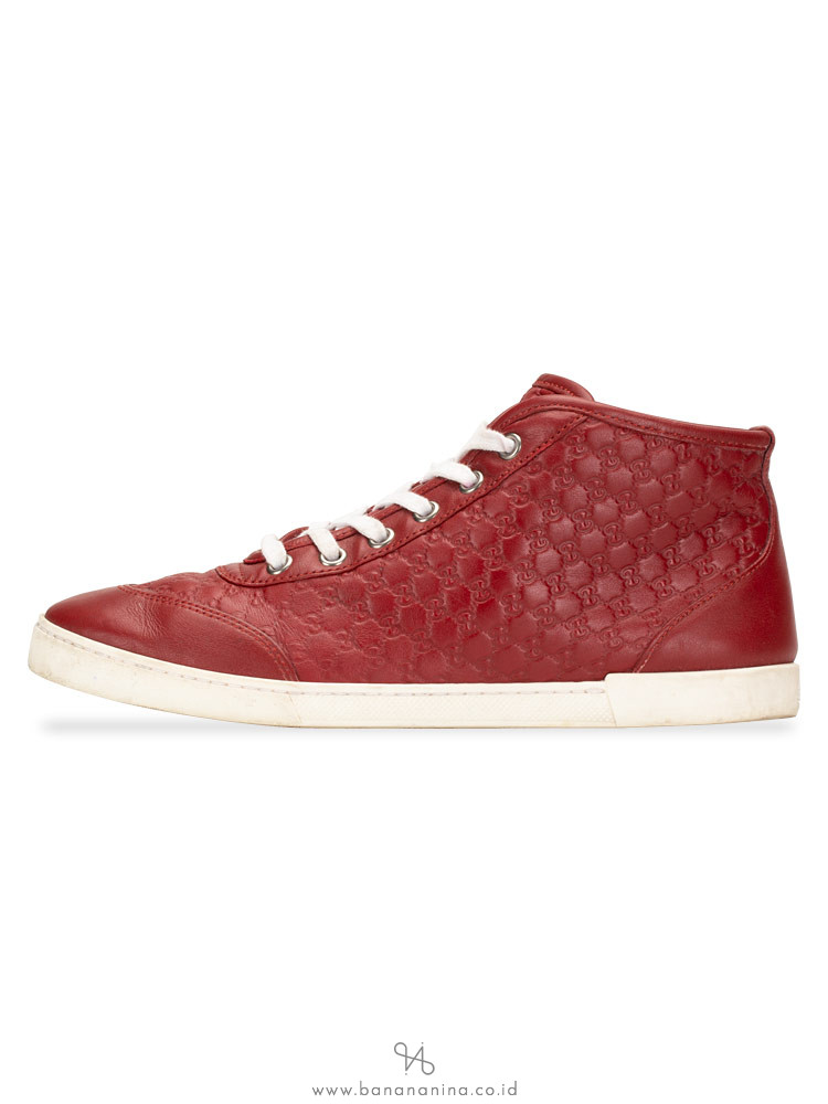 GUCCI Micro Guccissima High Top Sneakers Rosso Sz 36.5