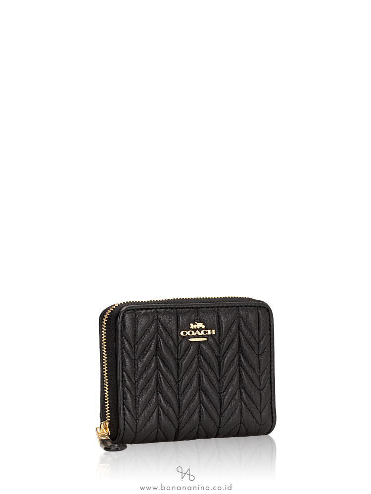 COACH 73393 Quilting Leather Small Zip Wallet Black