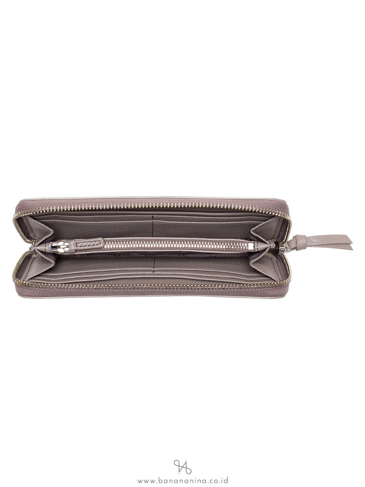 TORY BURCH Britten Leather Zip Wallet French Gray