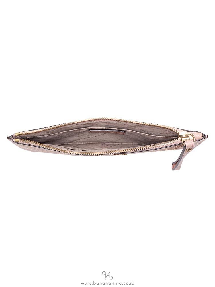 MICHAEL KORS Jet Set Grommet Leather XL Zip Clutch Pastel Pink