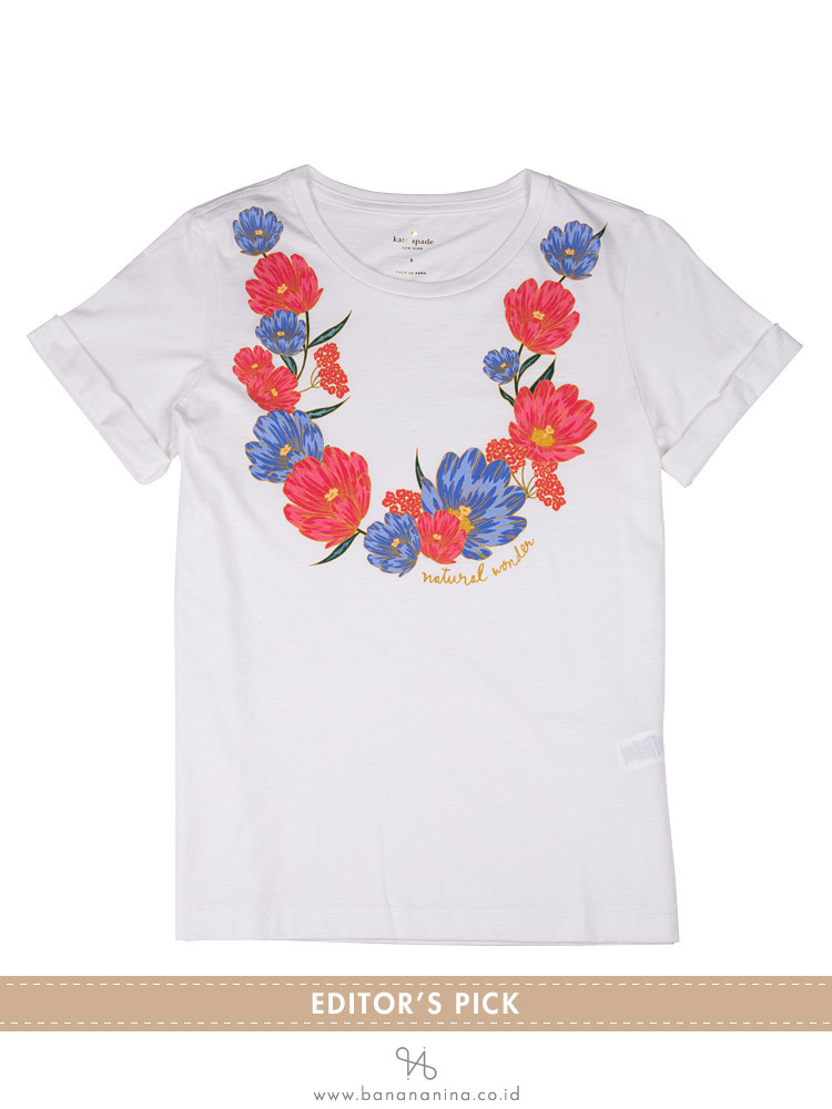 KATE SPADE Broome Street Natural Wonder Tee White Sz L