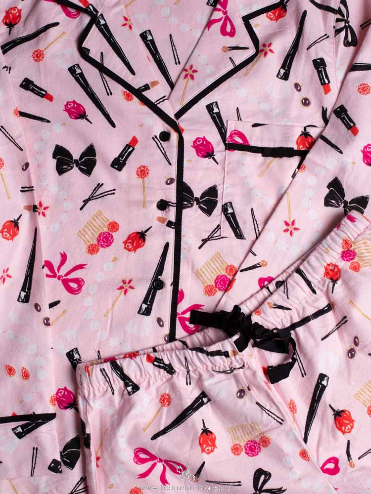 KATE SPADE Dream A Little Dream Long Sleeve Pajamas Pink Multi Sz M