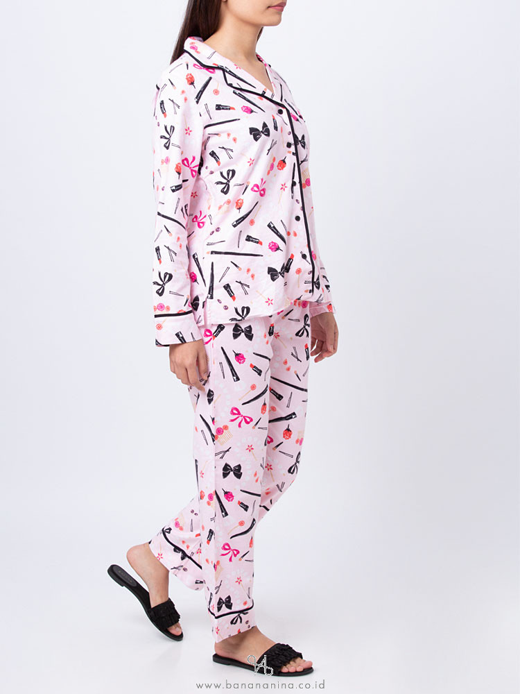 Kate Spade Dream A Little Dream Long Sleeve Pajamas Pink Multi Sz M