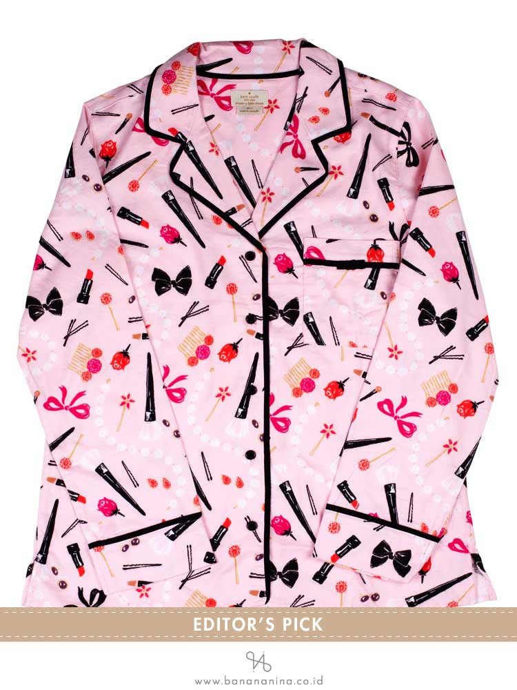 KATE SPADE Dream A Little Dream Long Sleeve Pajamas Pink Multi Sz M