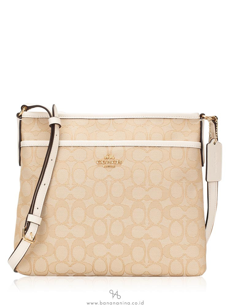 COACH 29960 Outline Signature File Crossbody Light Khaki Chalk