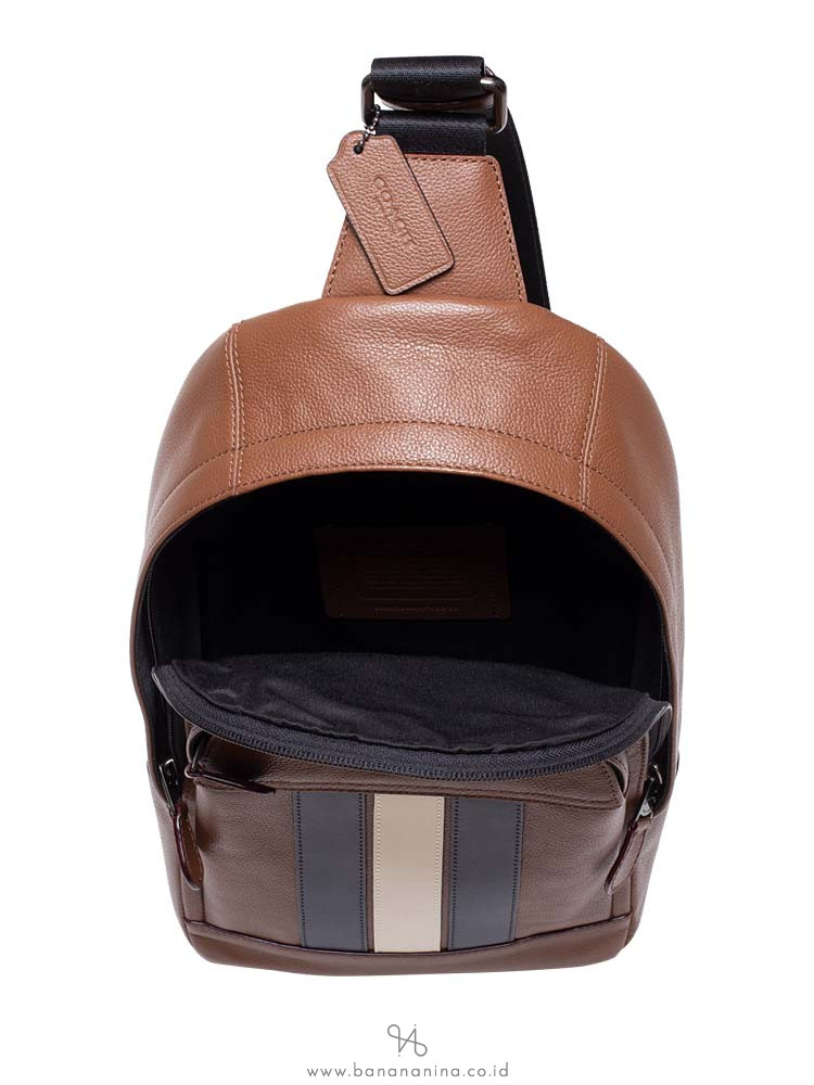 COACH Men 49318 Houston Varsity Sling Pack Saddle Midnight Navy Chalk