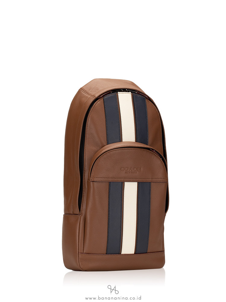 COACH Men 49318 Houston Varsity Sling Pack Saddle Midnight Navy Chalk