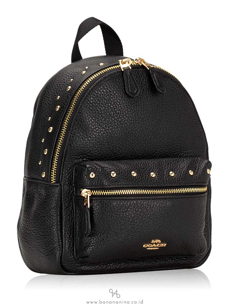 COACH 45070 Studded Mini Charlie Backpack Black