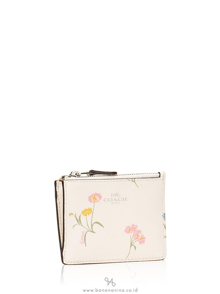 COACH 73355 Multi Flower ID Mini Skinny Chalk