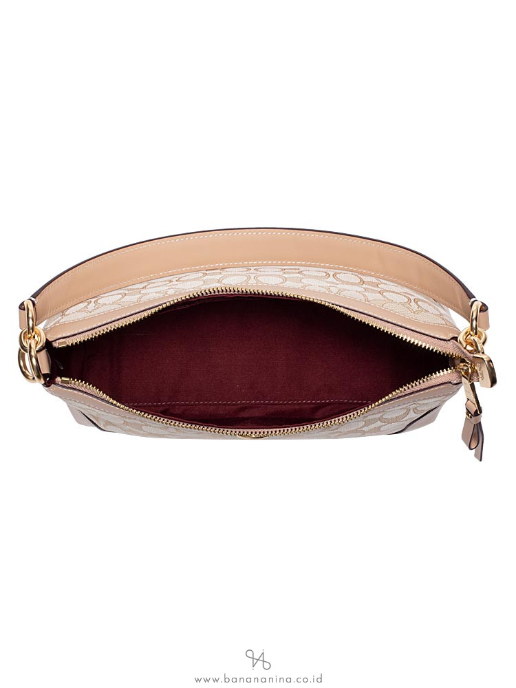 COACH 46285 Signature Ivie Small Shoulder Bag Light Khaki Beechwood