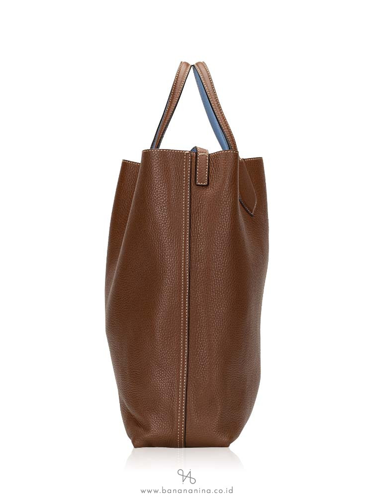 GUCCI Ramble Leather Large Reversible Tote Blue Brown