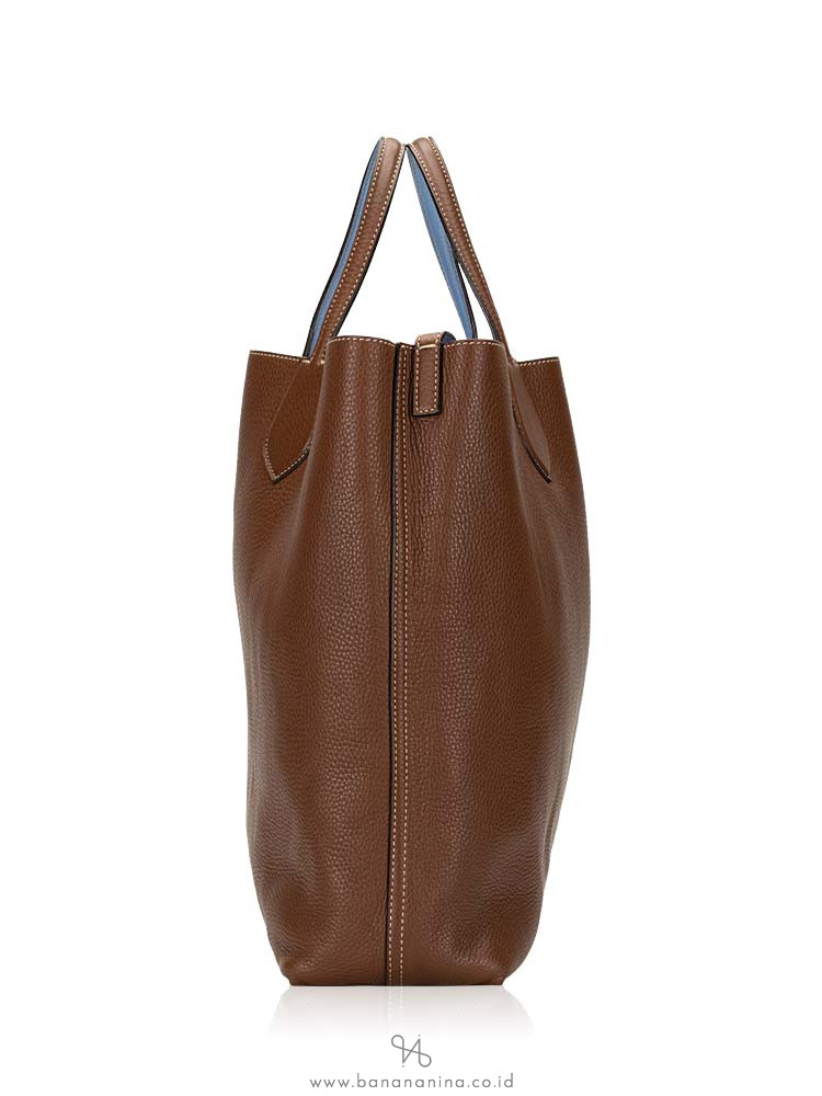 GUCCI Ramble Leather Large Reversible Tote Blue Brown